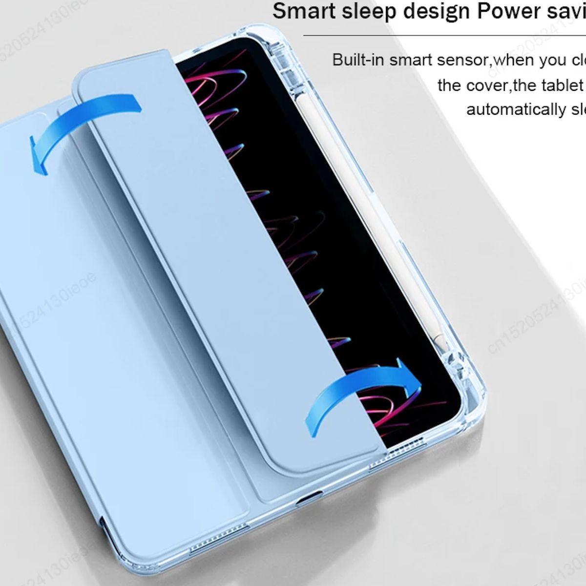 GENERICO - PACK Funda Clear Case CELESTE Para iPad 10.2 + Lápiz Tactil