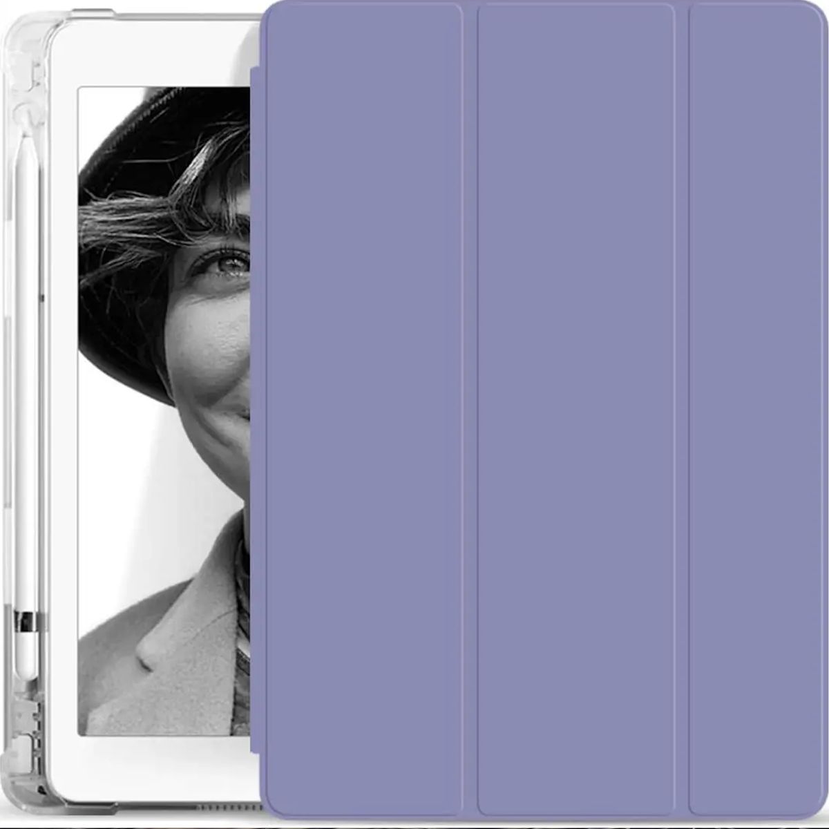GENERICO - PACK Funda Clear Case PURPURA Para iPad 10.2 + Lápiz Tactil