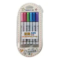 GENERICO - Marcadores Metalicos Outline Pen 6 Colores Profesionales