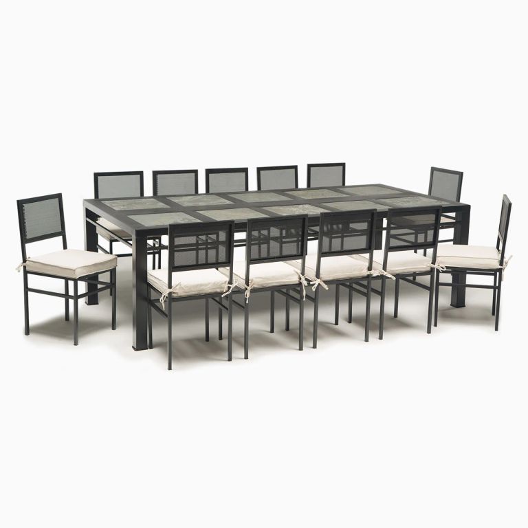 Comedor de terraza canal 12 personas negro