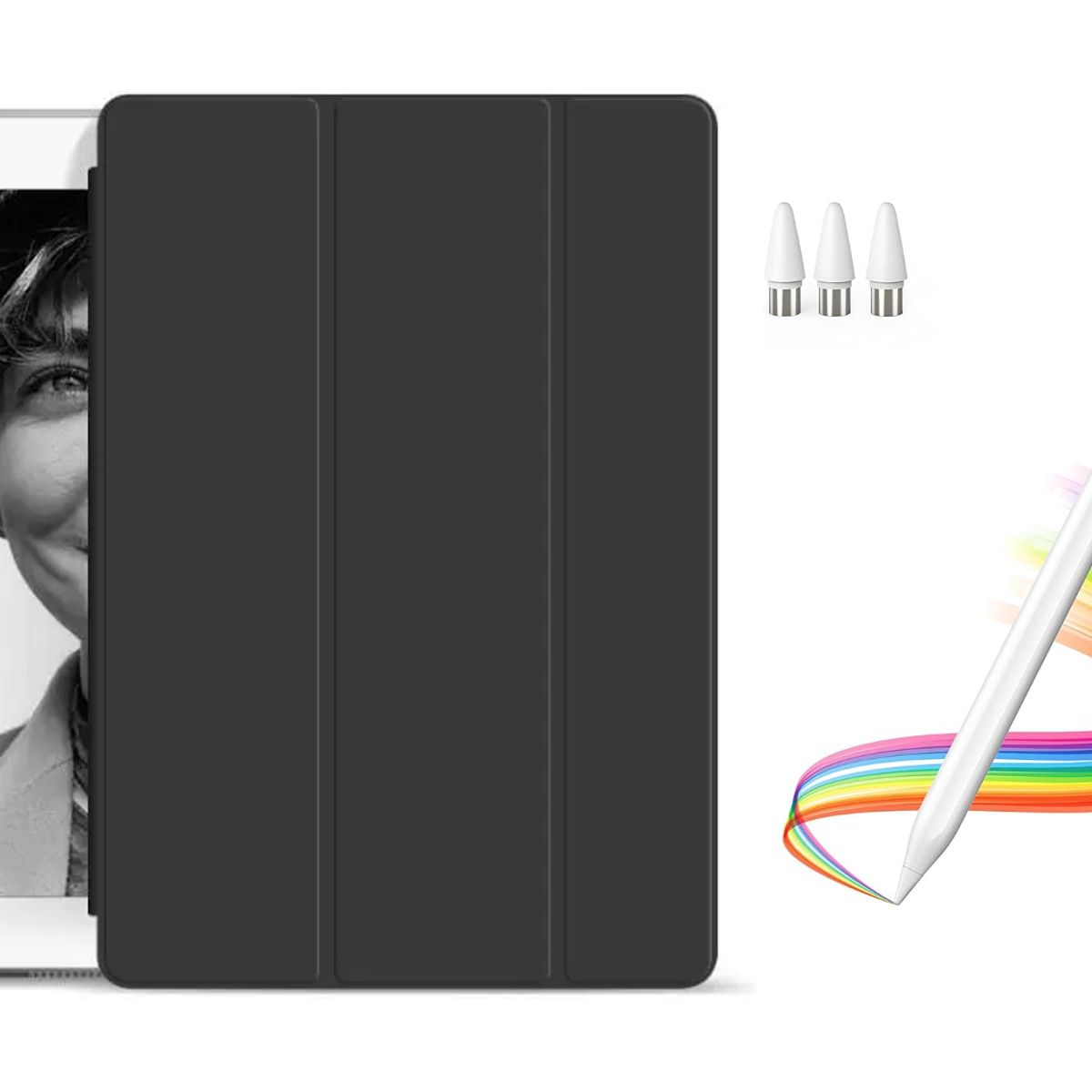 GENERICO - Funda Clear Case BLACK Para iPad 10.9 + Lápiz Tactil