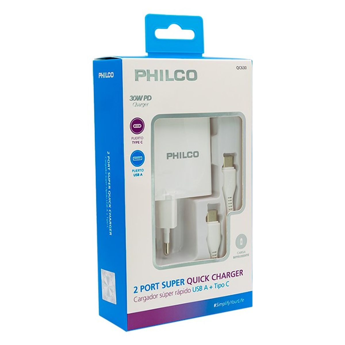 PHILCO - Cargador Super Rapido Philco 30W PD