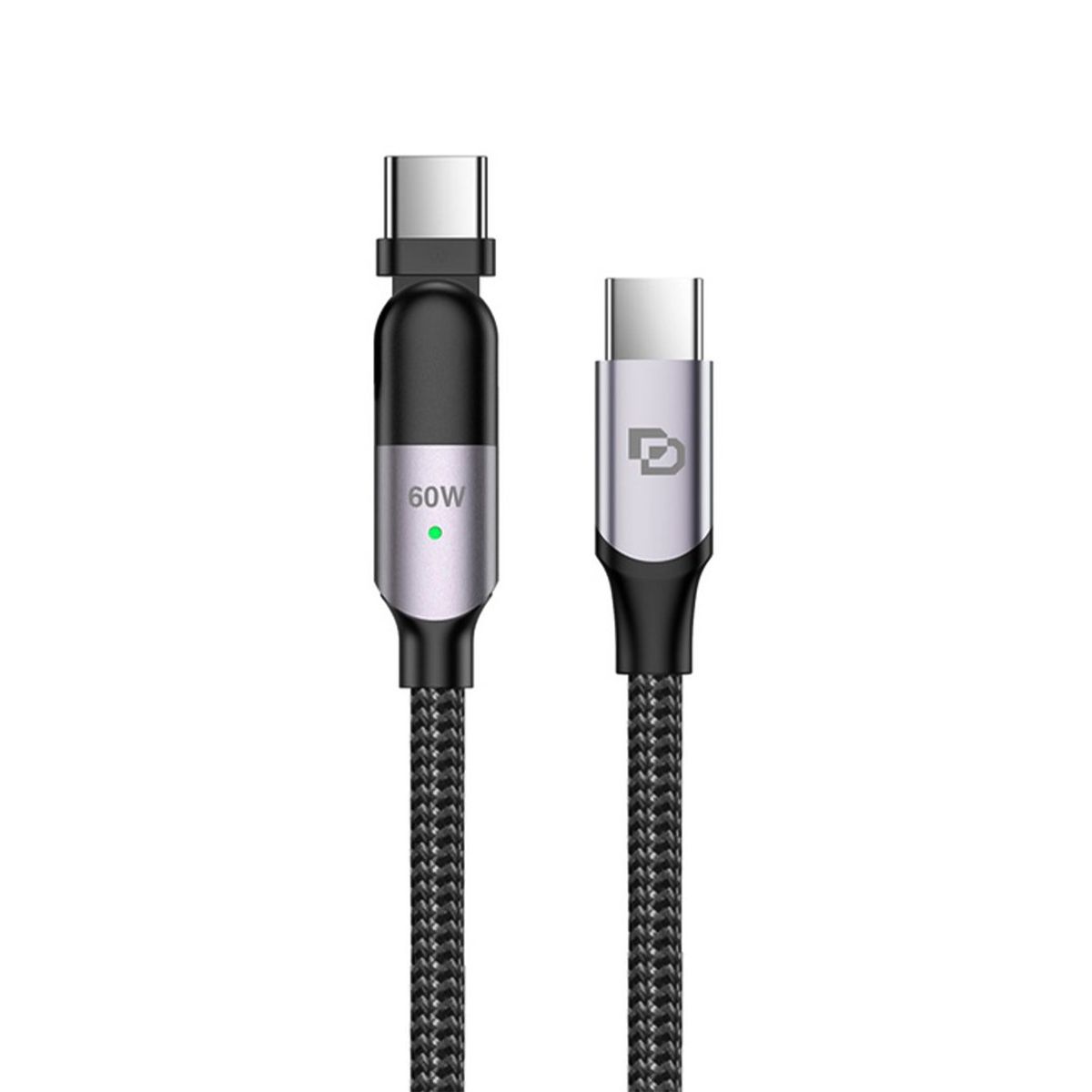 DUSTED - Cable USB-C a USB-C 60W giratorio de 2Mt Rugged Dusted Negro DUSTED