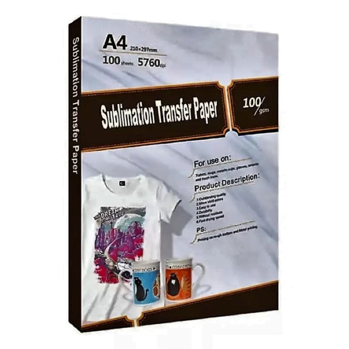 GENERICO - Papel Sublimación Carta X 100 Hojas De 120 g Rosado Premium