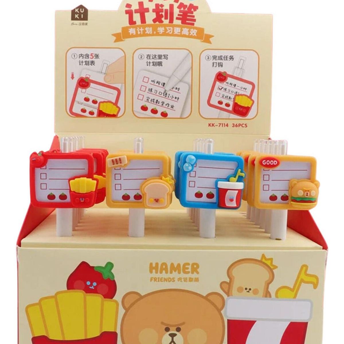 GENERICO - Set 4 Lapices Con Cartelito Comida De Adornos Kawaii