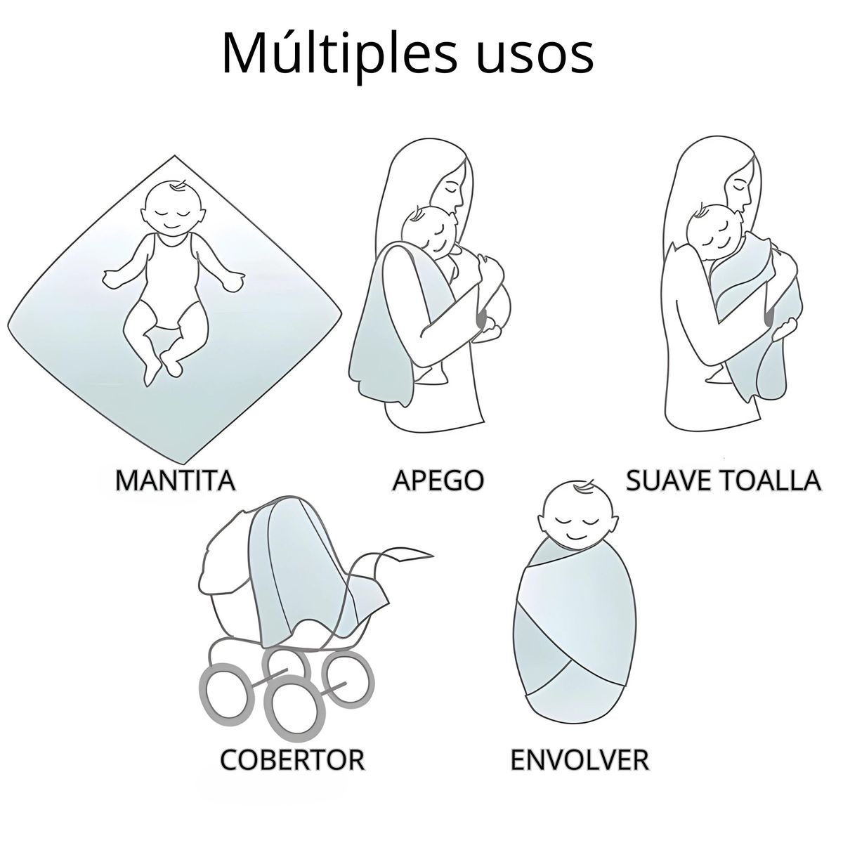 PELLITOS - TUTO BEBE MANTA ENVOLVER MUSELINA 100 ALGODON 120X120 CIERVO