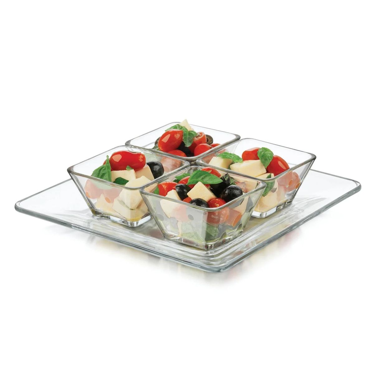 LIBBEY - Juego De Bowls + Plato De Servicio Para Picoteo