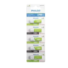 PHILCO - Pack 5 Pilas Recargables AA 2700mha