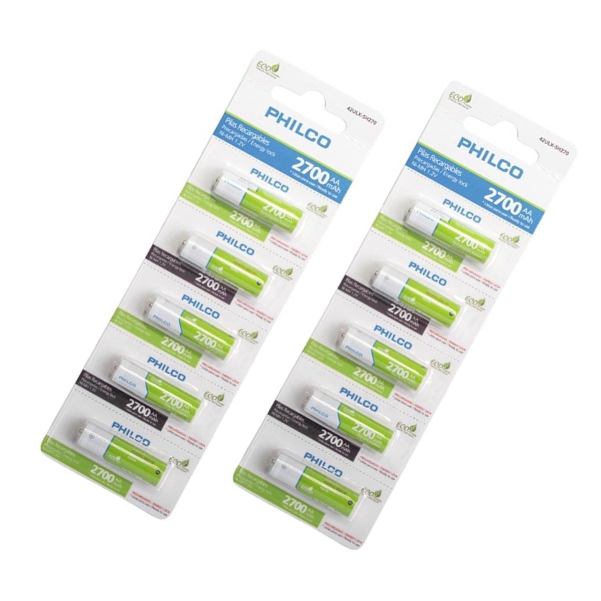 PHILCO - Pack 5 Pilas Recargables AA Philco 2700mha