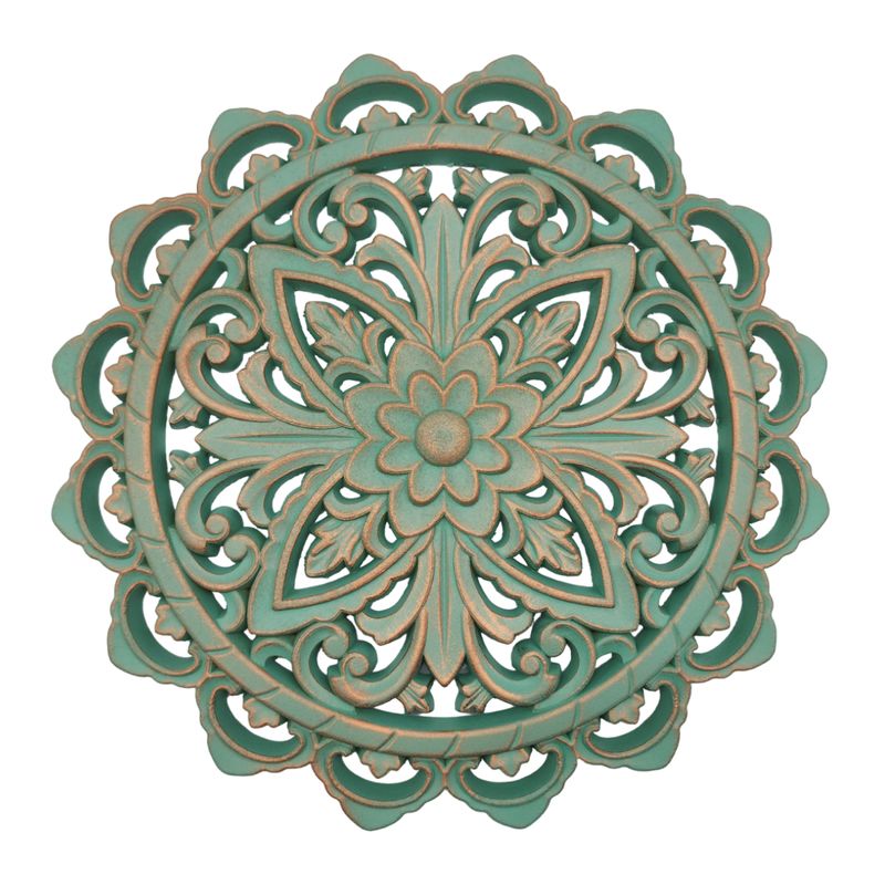 GENERICO - Cuadro De Madera Ornamental Mandala Verde Decoracion Chico