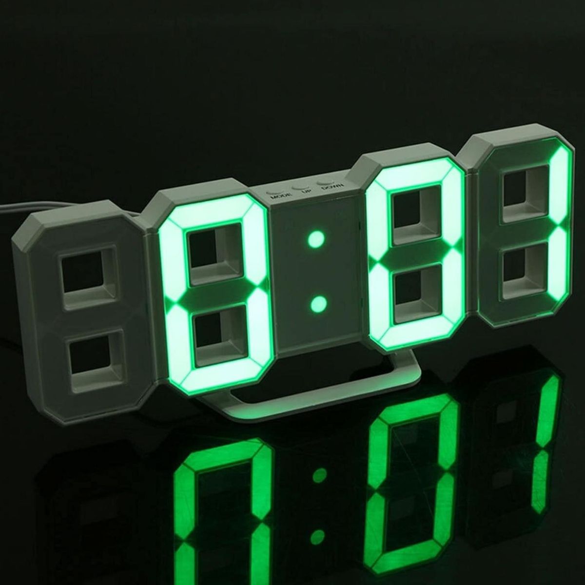 GENERICO - Reloj Despertador Digital Led 3d De Escritorio O Muro - Verde