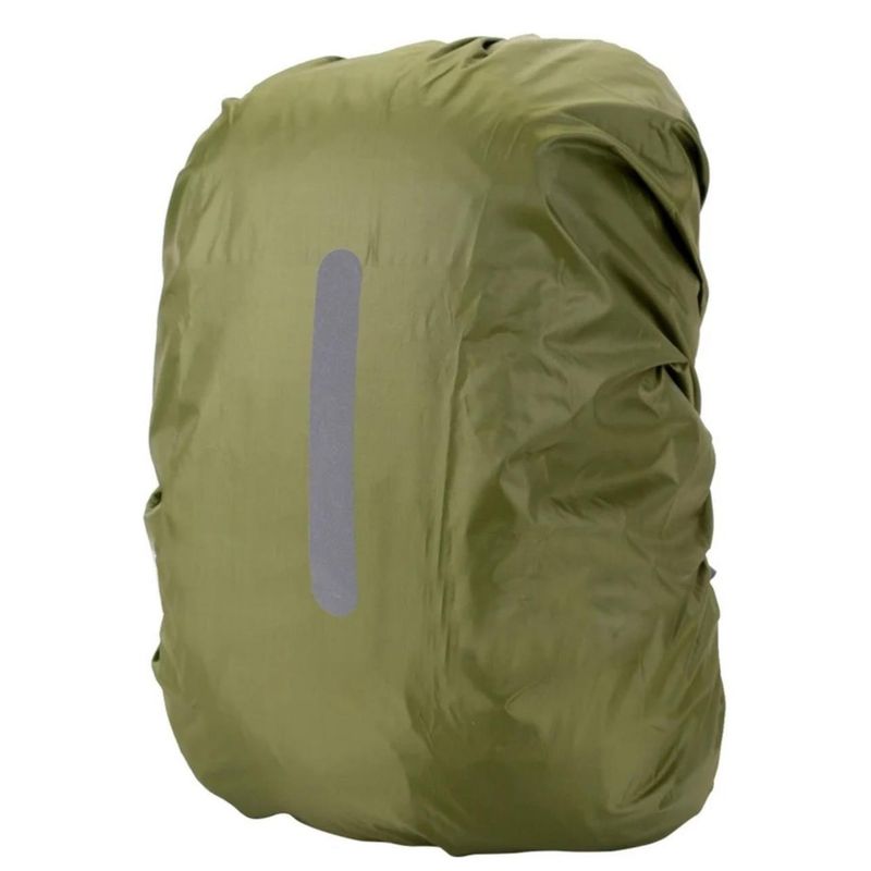 GENERICO - Cubre Mochila Cobertor Impermeable Reflectante Funda 40Lts Verde Musgo