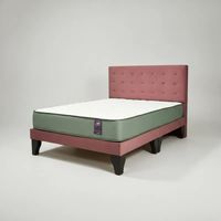 Cama Europea 2 Plazas Base Dividida + Respaldo Abotonado Rosa