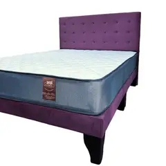 FLOBAL - Cama Europea 2 Plazas Base Dividida + Respaldo Abotonado Morado