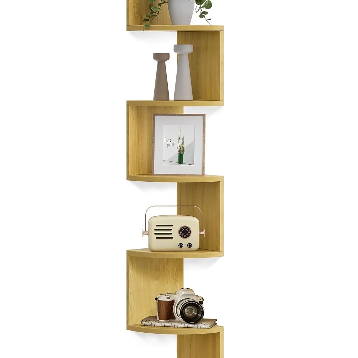 RAGNAR - Repisas Esquinera de MDF Rack Librero Armable Natural Modelo 10