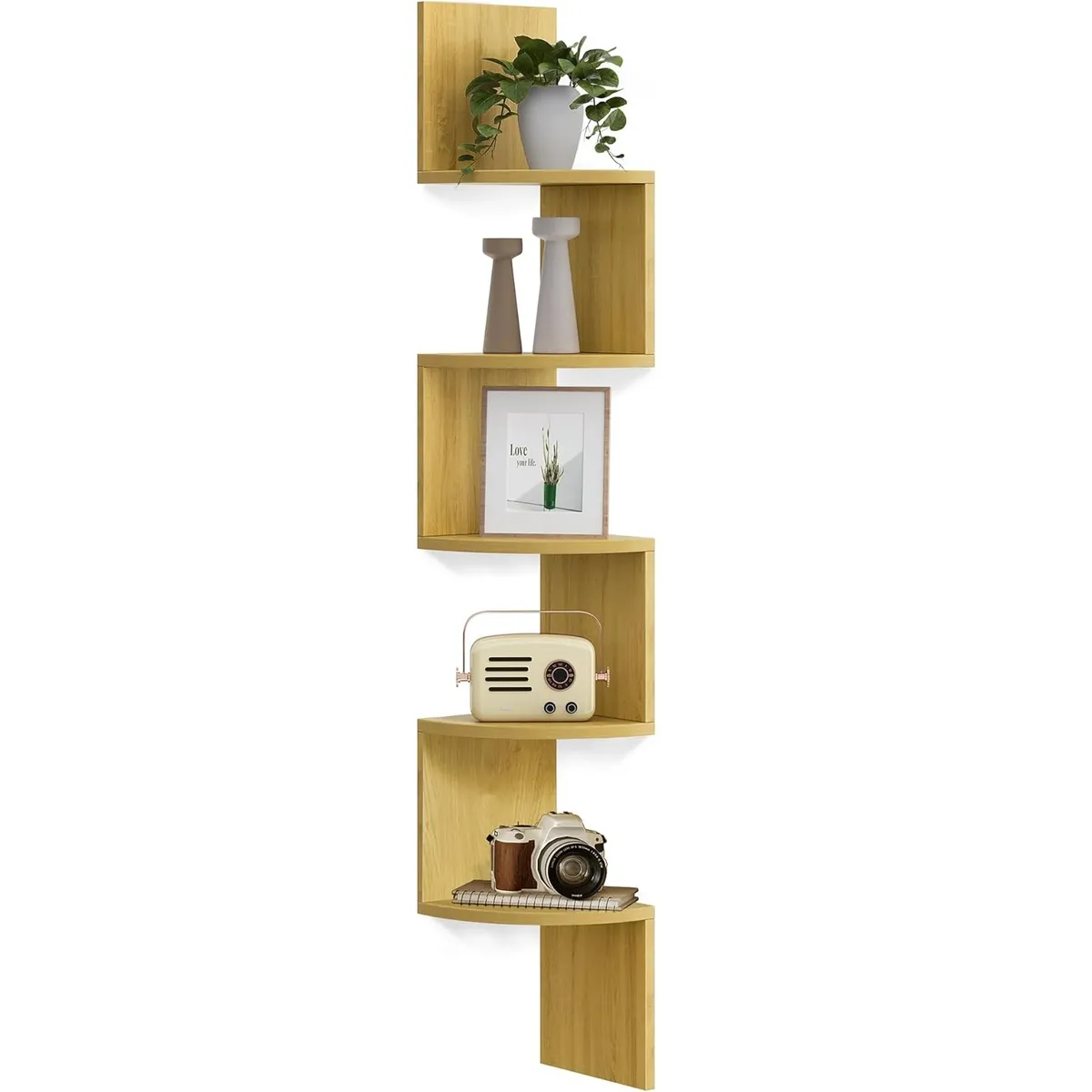 RAGNAR - Repisas Esquinera de MDF Rack Librero Armable Natural Modelo 10