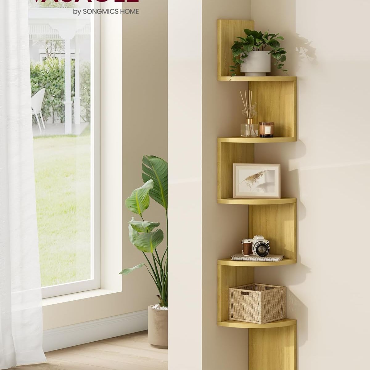 RAGNAR - Repisas Esquinera de MDF Rack Librero Armable Natural Modelo 10
