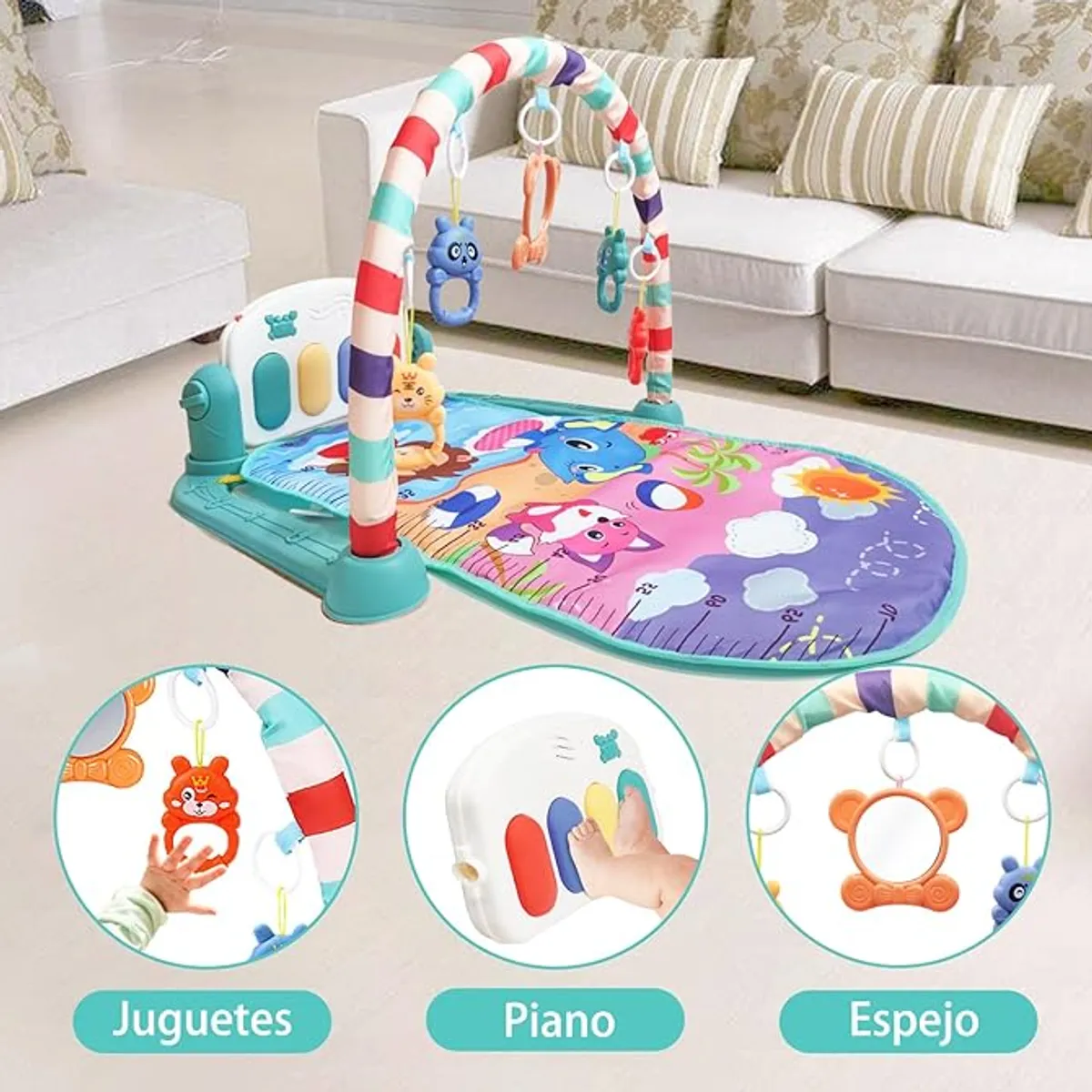 LA PEQUETERIA - GIMNASIO BEBÉ ALFOMBRA DE JUEGOS CON PIANO
