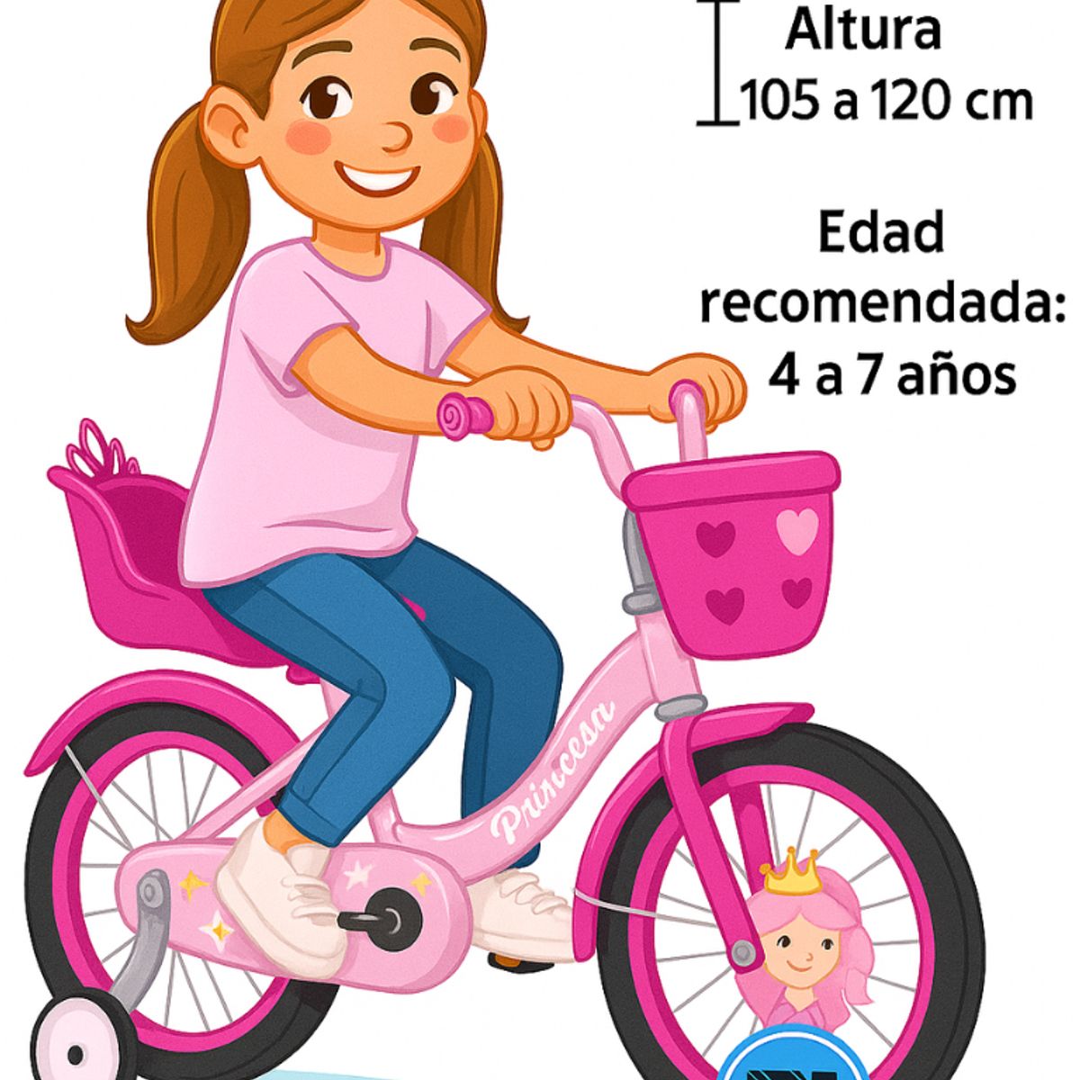 GENERICO - Bicicleta Infantil con Ruedas de Seguridad Aro 16 Niñas