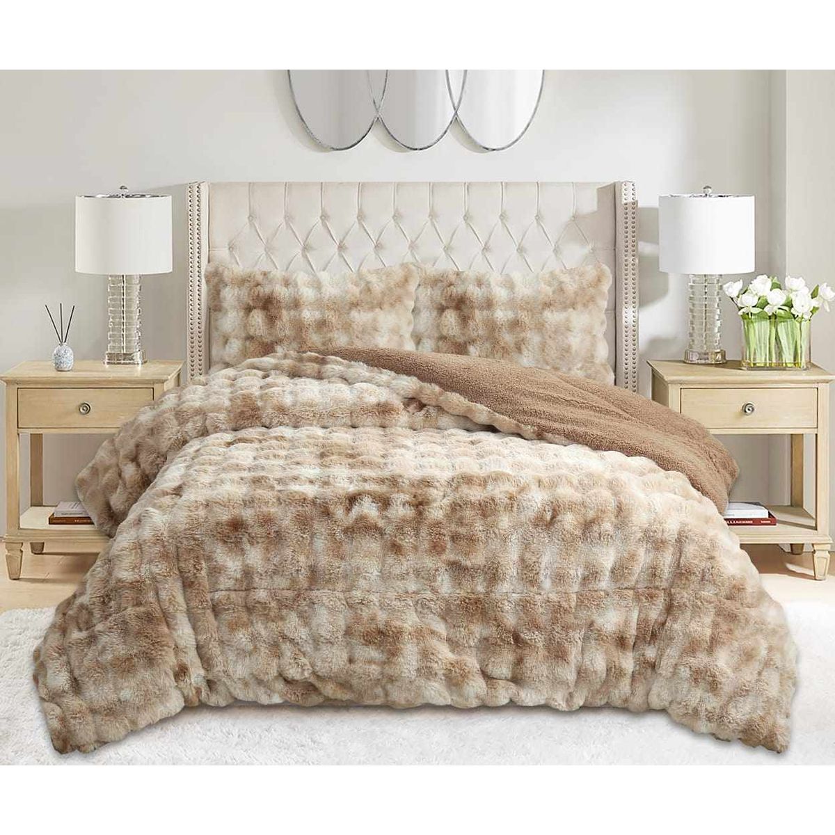 GENERICO - COBERTOR CHIPORRO PIEL DE OVEJA GRUESO JASPEADO 2P