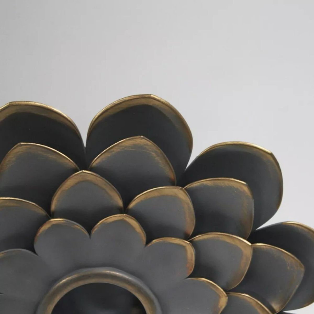 GENERICO - Set de 3 Espejos Flor Gris Borde Dorado para Pared