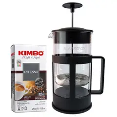 KIMBO - Pack Cafe Intenso + Cafetera Prensa Francesa 1 Litro