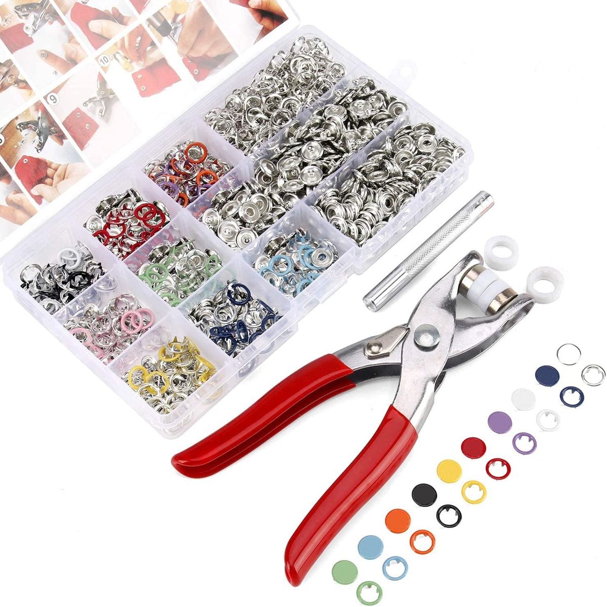 KUANGYE - Pinza Remachadora Para Broches Metal Snap Mas 200 Broche