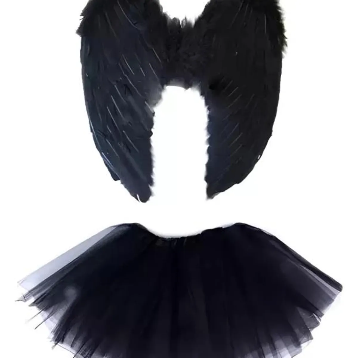KUANGYE - Set Alas Grandes De Pluma + Tutu Disfraz Mujer Adulto