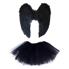 KUANGYE - Set Alas Grandes De Pluma + Tutu Disfraz Mujer Adulto