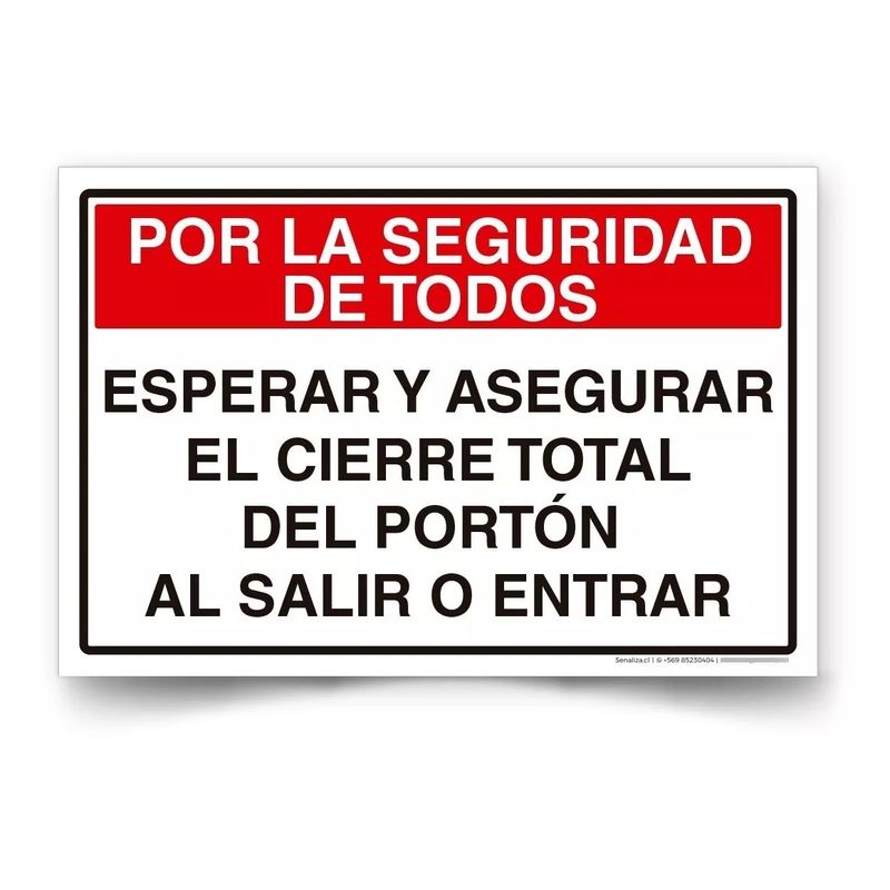 KUANGYE - Señaletica Por Seguridad Esperar Cierre De Portón 60x40cm