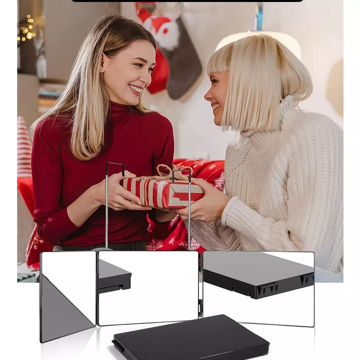 KUANGYE - Espejo Triple De 360 Grados Para Estilo De Corte De Pelo