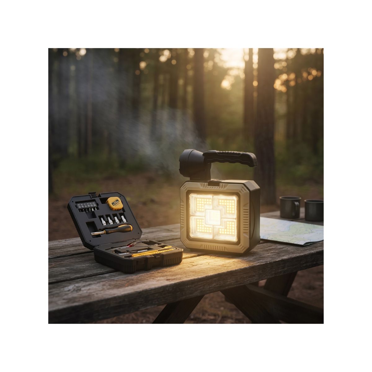 GENERICO - Linterna Lampara Solar Multifuncional Exterior De Mano Solar + Set de Herramientas 7739-L