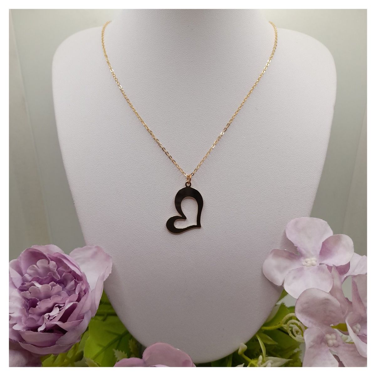 CAT JOYAS - Cadena con colgante de corazón enchapada en oro