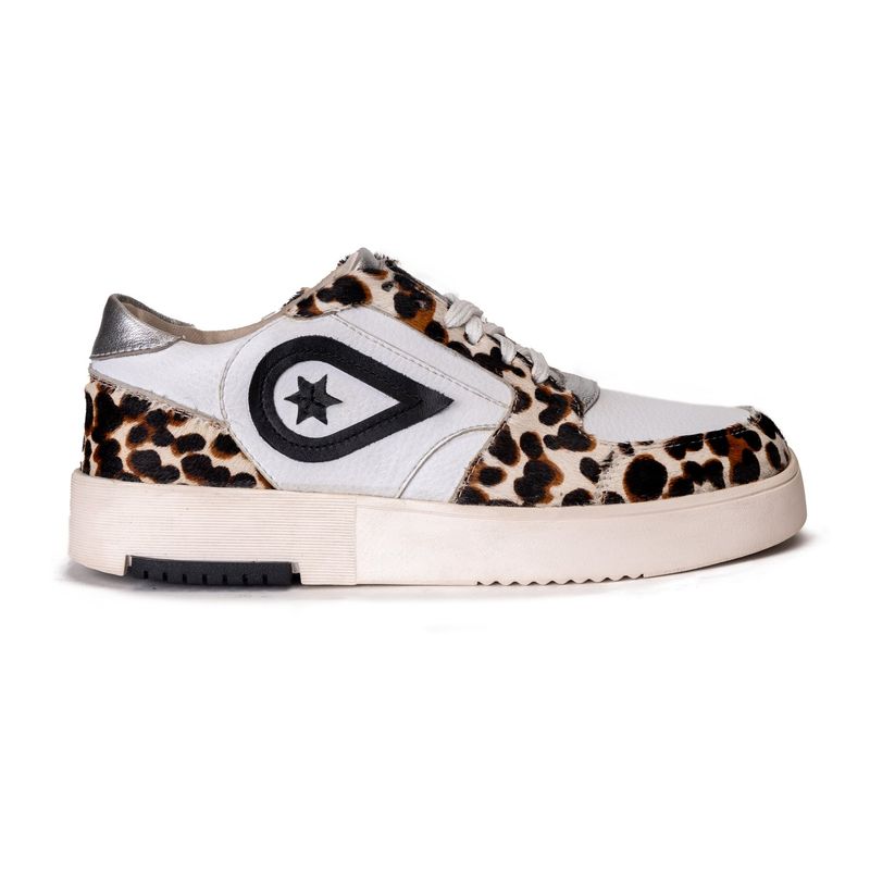 LANDAZURI - Zapatilla Cuero Stella Blanco Print Landazuri
