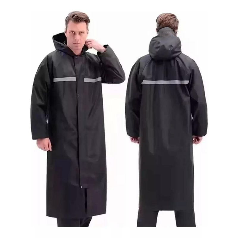 GENERICO - poncho para lluvia largo grueso de pvc con reflectante