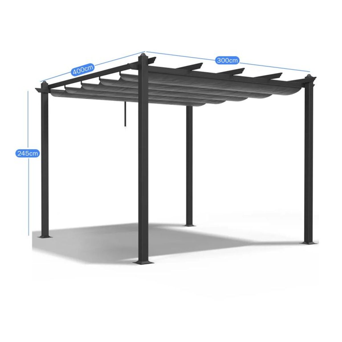 IGPRO - Pergola Aluminio Con Toldo Corredizo 4X3MT