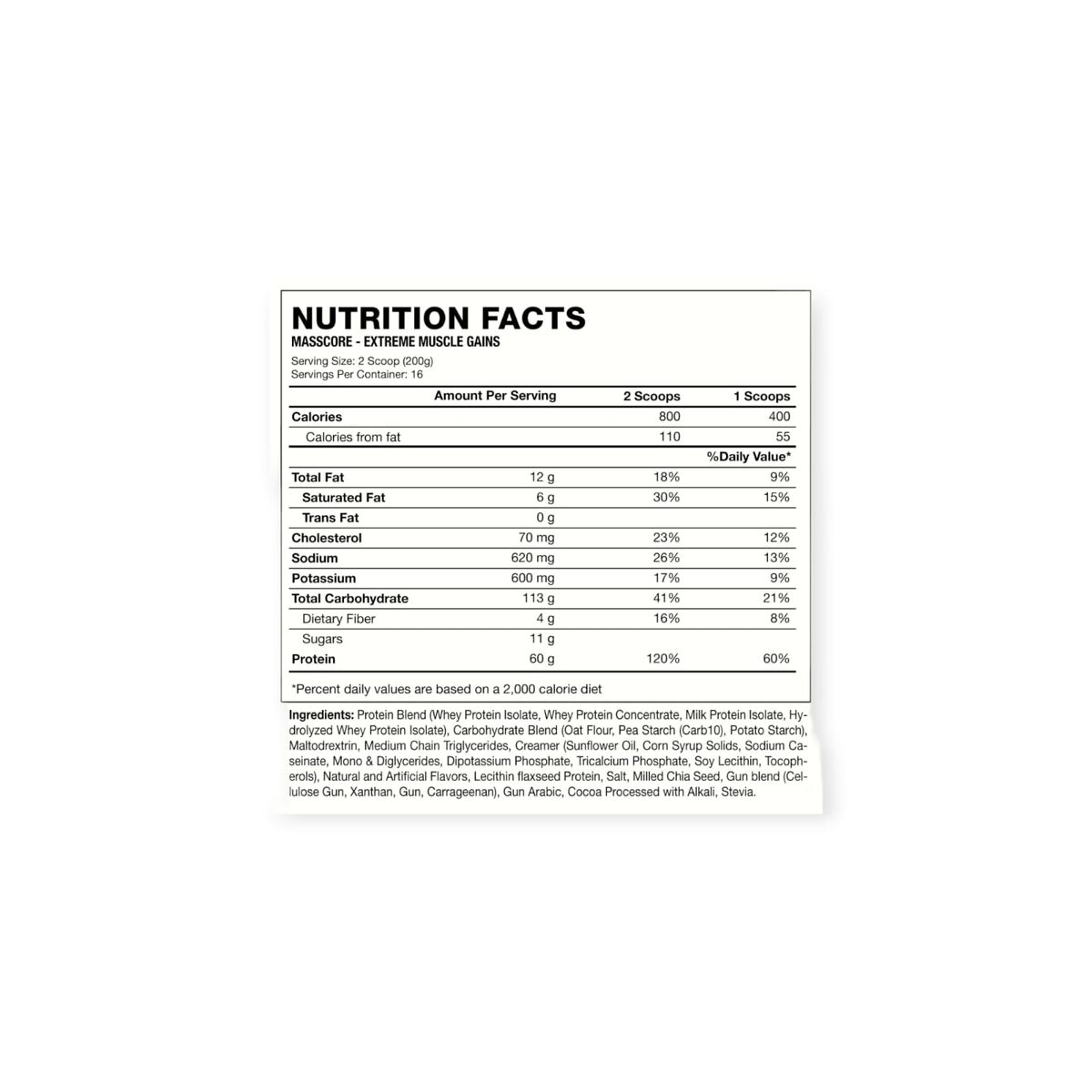 HEXACORE - GANADOR MASSCORE EXTREME MUSCLE GAINS 7 LBS COOKIES - HEXACORE