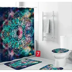 GENERICO - SET de baño Impermeable 4 piezas CON DISEÑO DE MANDALA MULTICOLOR