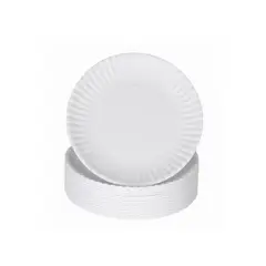 GENERICO - 20 Platos De Carton Blanco Desechables 23 Cm