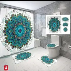 GENERICO - Set de Baño Impermeable 4 Piezas Diseño MANDALA VERDE MARIA