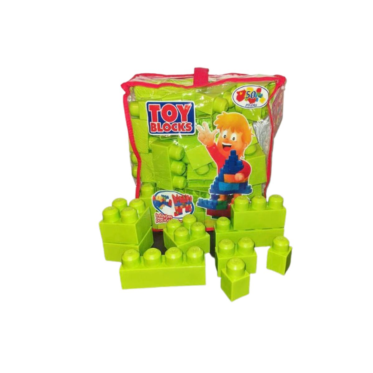 GENERICO - Bloques Entretenidos Fabricación Chilena 50 Piezas - Verde claro