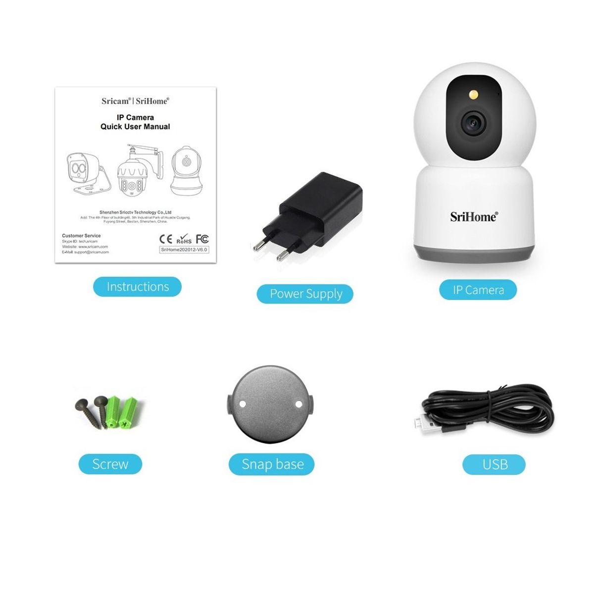 SRIHOME - Cámara IP WIFI Srihome SH038V2 5MP 1920P 5G