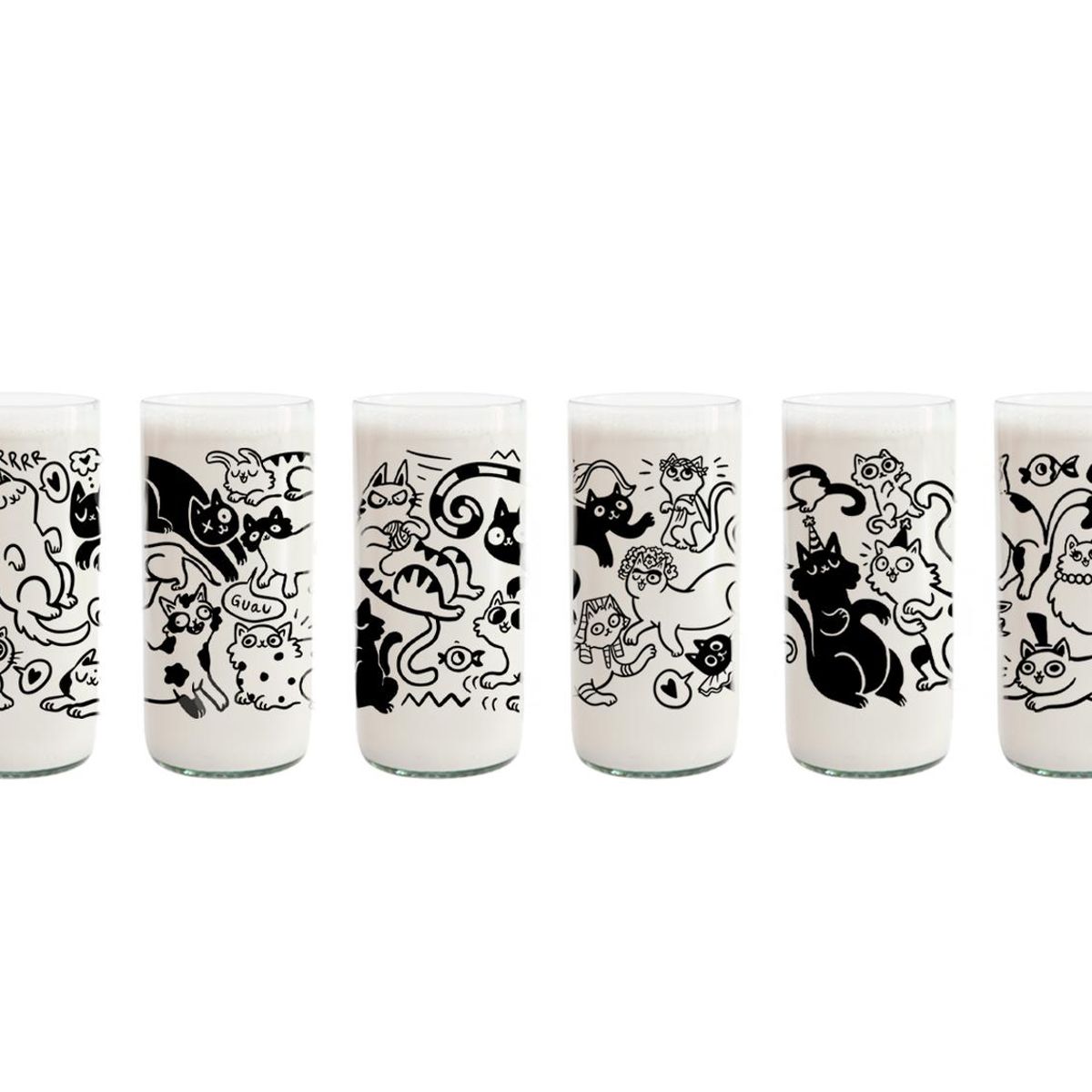 GREEN GLASS - Miau Glass - Juego de 6 Vasos