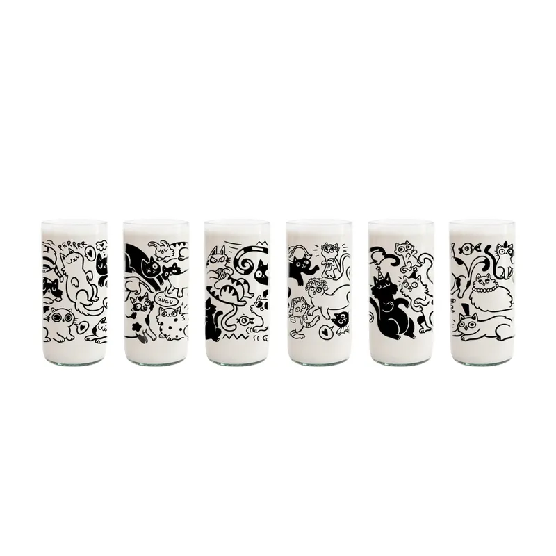 GREEN GLASS - Miau Glass - Juego de 6 Vasos