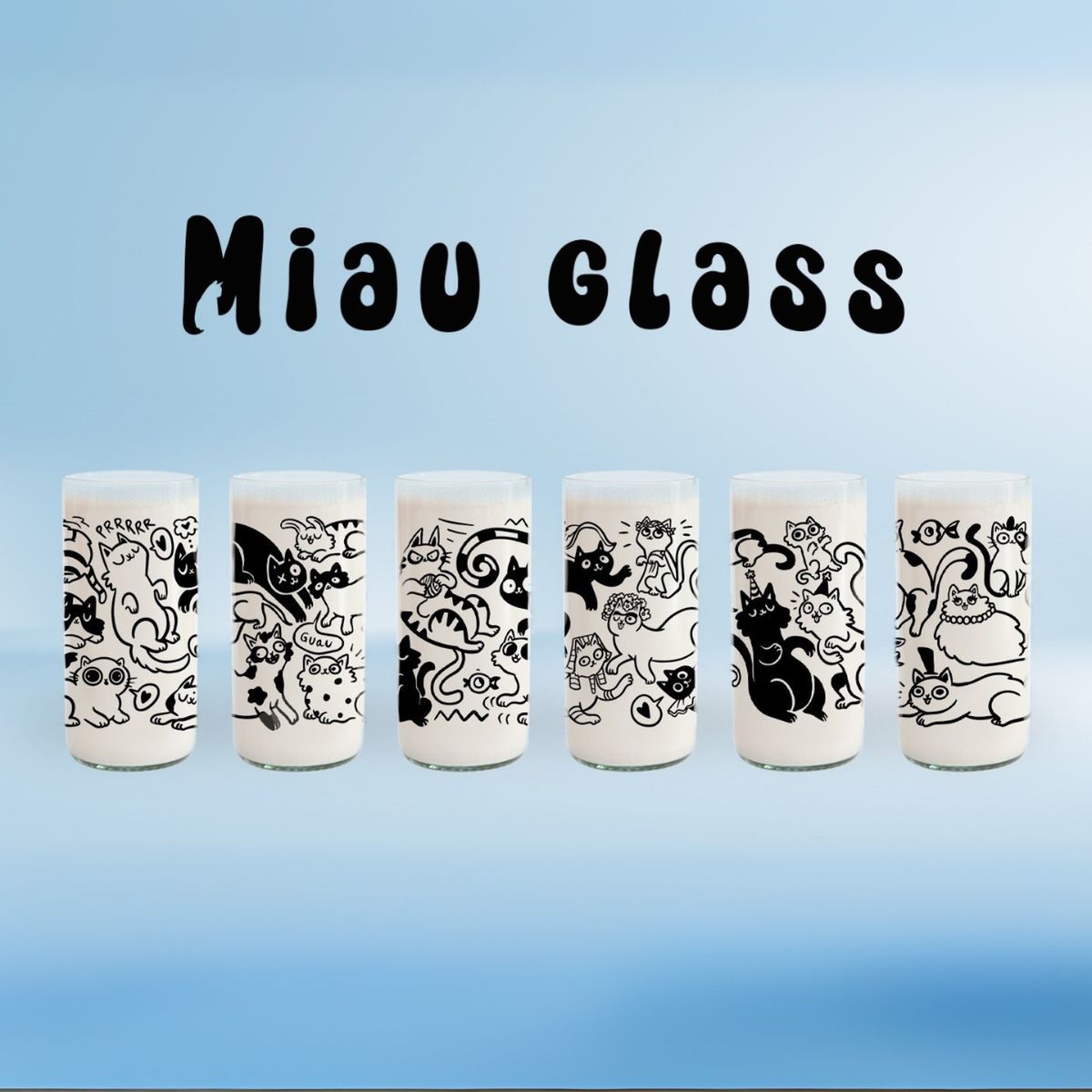GREEN GLASS - Miau Glass - Juego de 6 Vasos