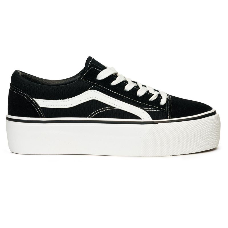 BOTELI - Zapatilla Mujer Negro Blanco Eilley Chinitown