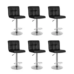 GLOBAL LATIN GROUP - Pack 6 Silla Piso Bar Taburete Con Respaldo - Negro