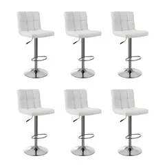 GLOBAL LATIN GROUP - Pack 6 Silla Piso Bar Taburete Con Respaldo - Blanco
