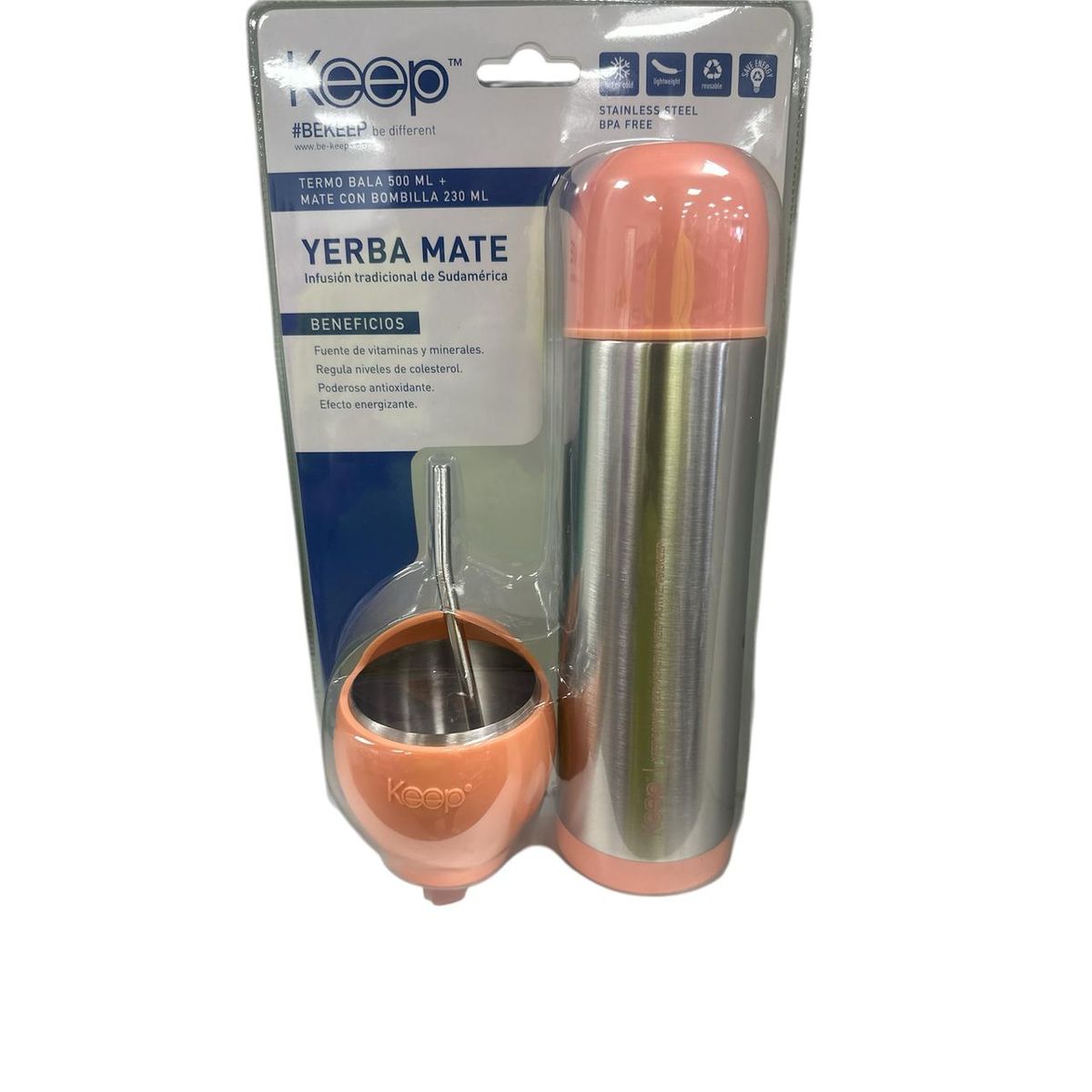 KEEP - Set De Mate + Termo Bala Mate Keep Matero Coral