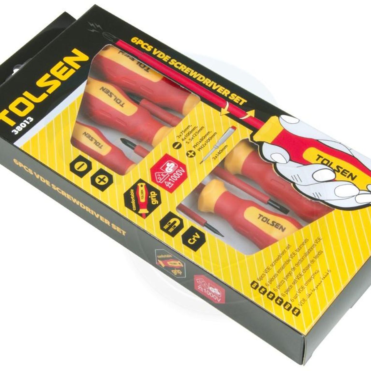 TOLSEN - JUEGO DE ATORNILLADOR MANGO AISLANTE 1000 V 6 PIEZAS TOLSEN